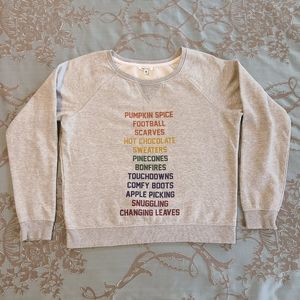 Messy Bun Just Chillin Fall Gray Crewneck Sweatshirt Women's Size Small